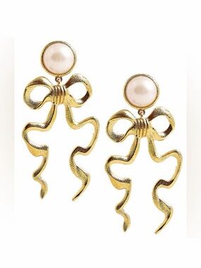 Lisi Lerch Annabelle Gold Metal Bow Earrings